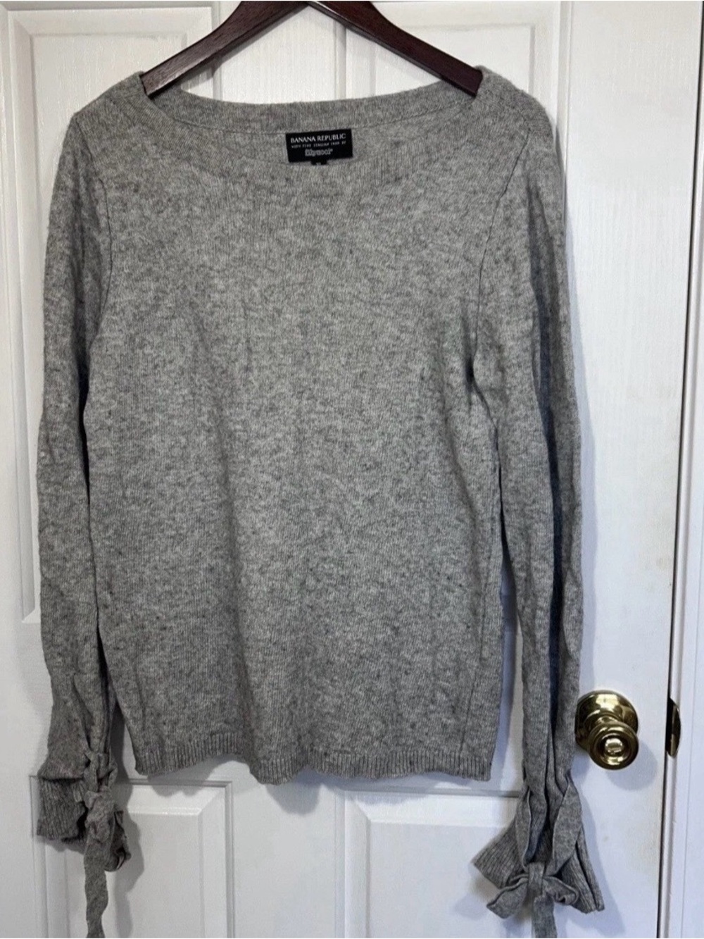 Banana Republic Filpucci Merino Wool Cashmere Blend Tie Cuff Sweater XL Gray